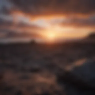 Sunset over the volcanic landscape of Big Island, Hawaii