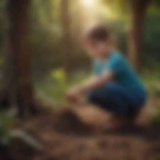 Illustration showing a child planting a tree
