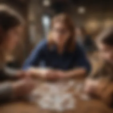 An educational setting with a teacher guiding students in using animal matching cards.