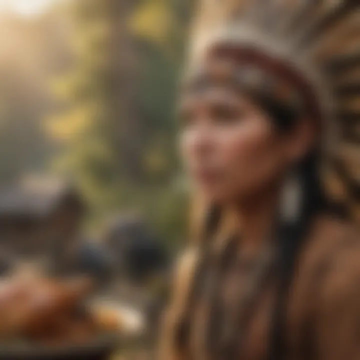 Historical depiction of Native American and colonizer interactions