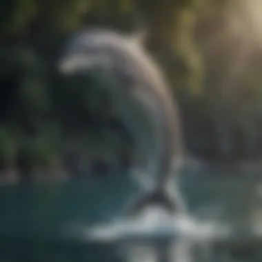 A playful dolphin leaping out of the water, illustrating its intelligence and agility