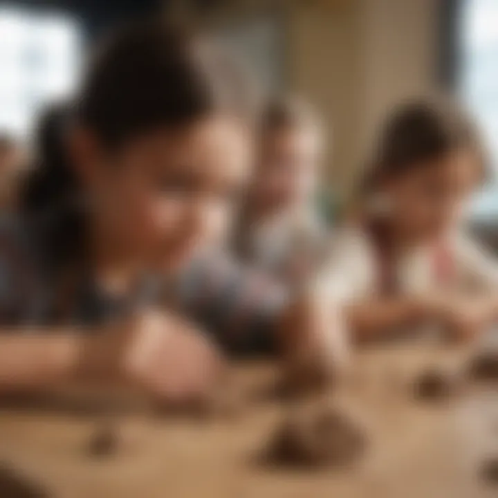 An engaging classroom setting where children are creating their own clay figures