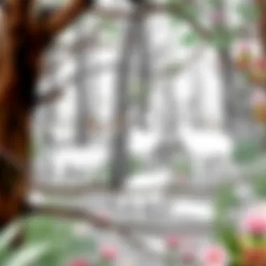Detailed depiction of a forest with diverse animals
