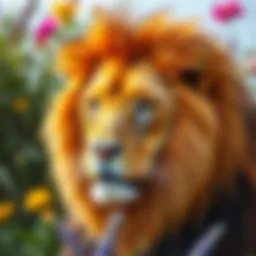 Vibrant illustration of a lion with an array of colors