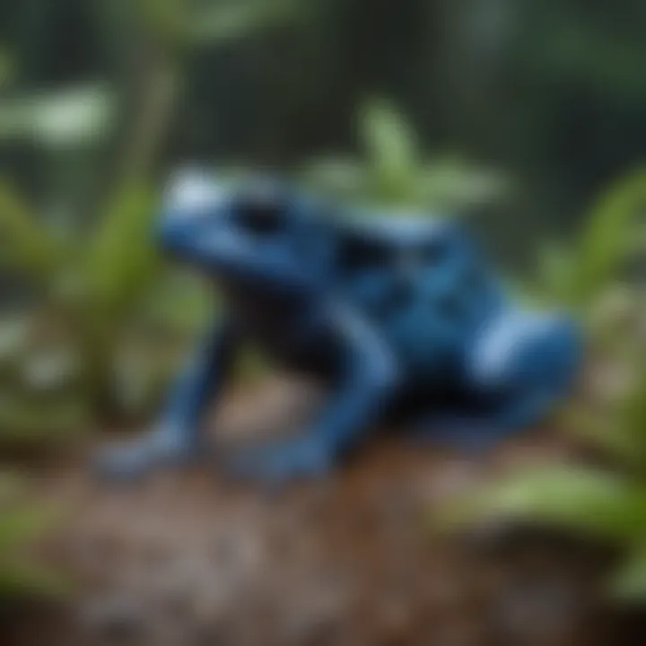Illustration of blue poison dart frog's life cycle