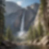 Majestic view of Yosemite Falls cascading down rocky cliffs