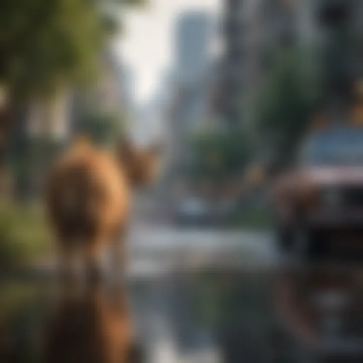 Urban development encroaching on natural habitats