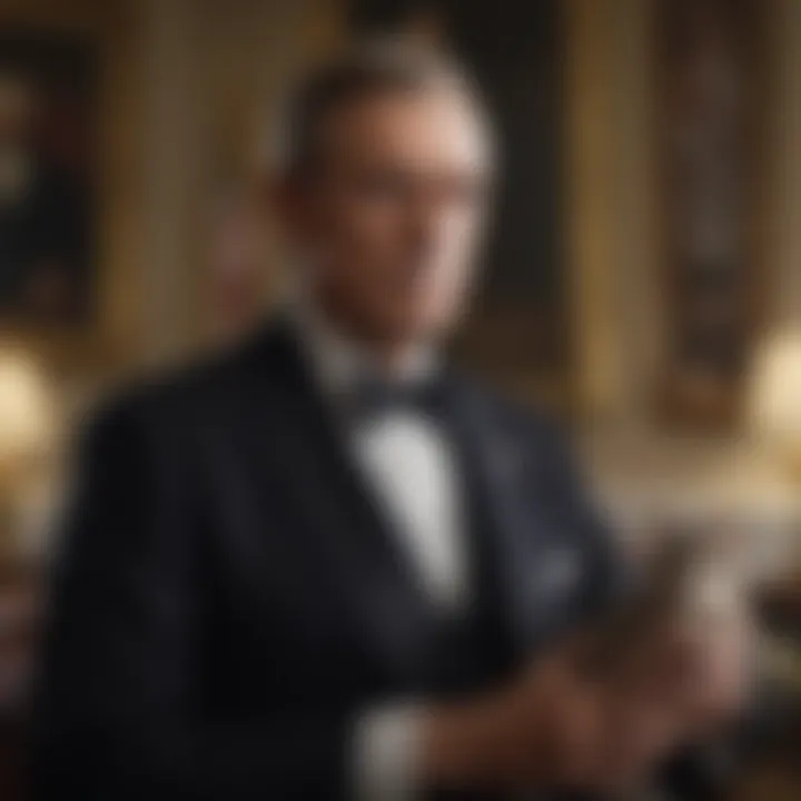 Historical portrait of a U.S. President in an official setting