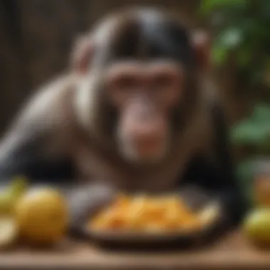 An illustration showing the nutritional composition of a monkey's diet