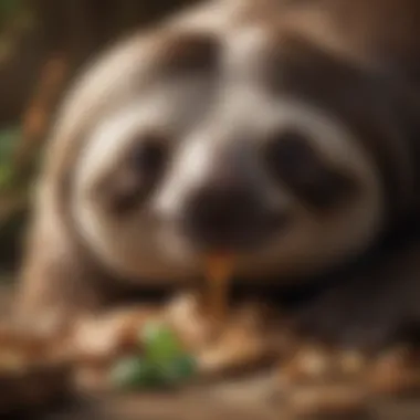 An illustration of a sloth digesting food