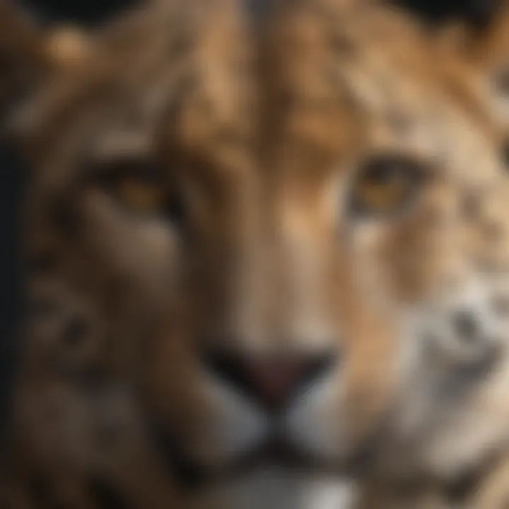 The Striking Features of a Leopard A close-up of a leopard's face showcasing its striking features and captivating gaze.