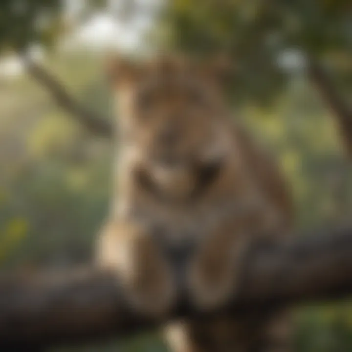 A Leopard in Its Element A leopard poised elegantly on a tree branch, blending seamlessly with its surroundings.