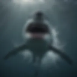 Great white shark swimming gracefully in the ocean
