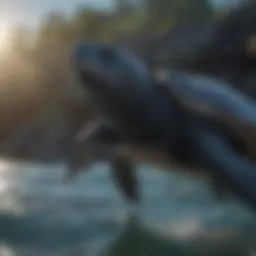 Leatherback turtle swimming gracefully in the ocean