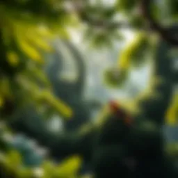 Lush canopy of a rainforest teeming with life