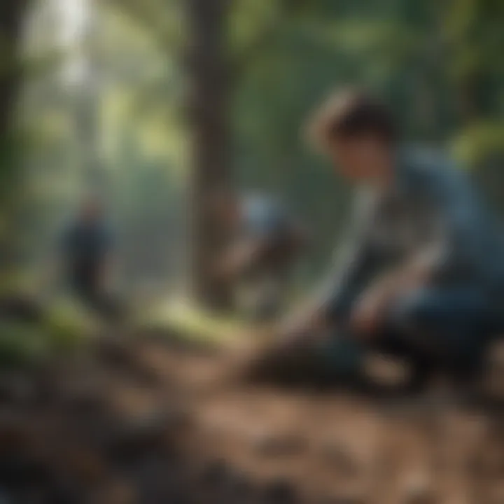 A group of young individuals planting trees together