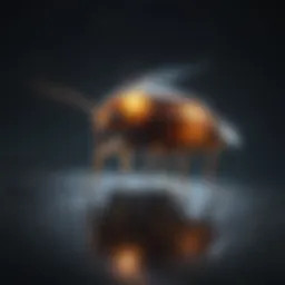 A close-up of a lightning bug glowing in the dark