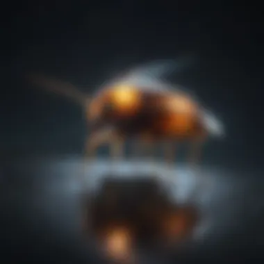 A close-up of a lightning bug glowing in the dark