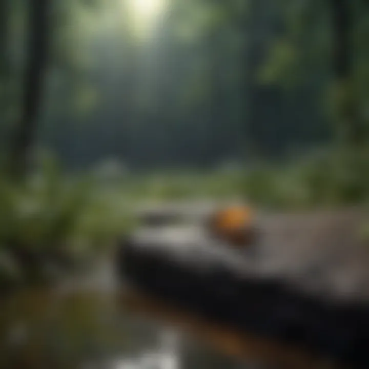 A serene natural habitat showcasing lightning bugs in their ecosystem