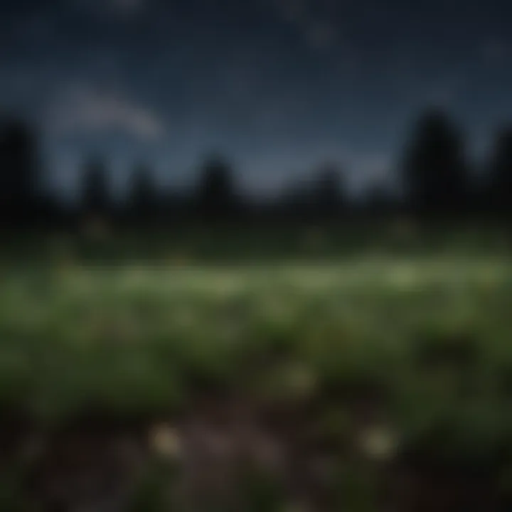 A field filled with countless lightning bugs illuminating the night