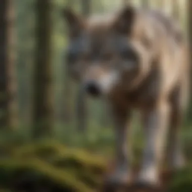 A wolf demonstrating its hunting techniques in a forest.
