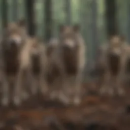 A wolf pack in their natural habitat showcasing social dynamics.
