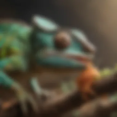 Chameleon Catching Prey Illustration of a chameleon capturing prey with its tongue