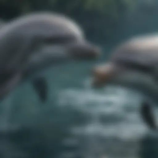 Dolphins communicating in the ocean