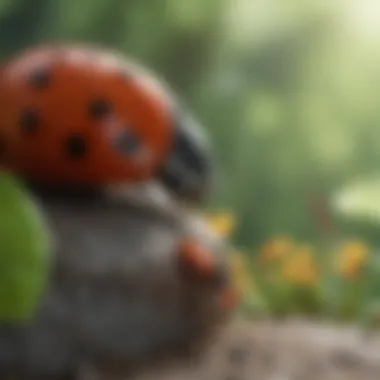 Diverse species of ladybugs in a garden