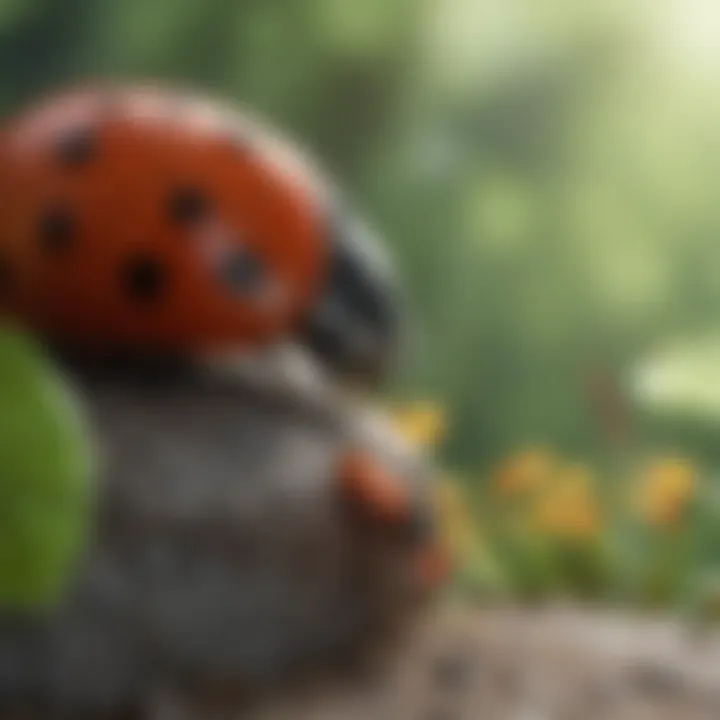 Diverse species of ladybugs in a garden