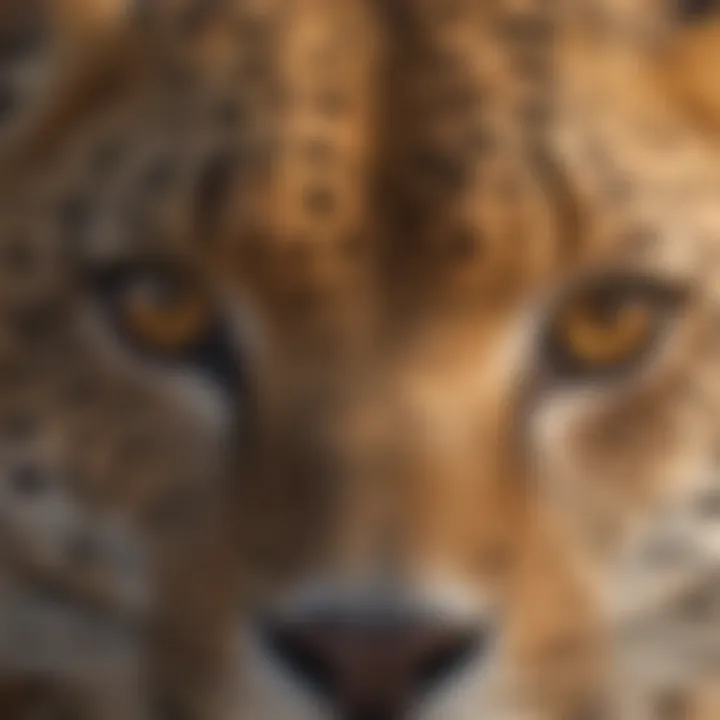 Close-up of a leopard's distinctive spotted fur and piercing eyes
