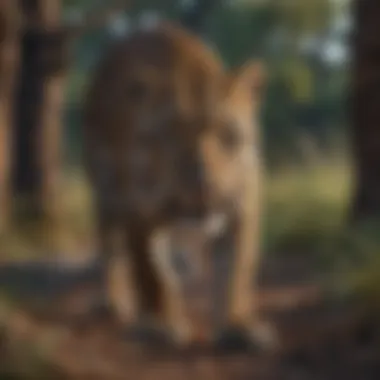 Leopard Stalking Its Prey A leopard stealthily stalking its prey in the wilderness
