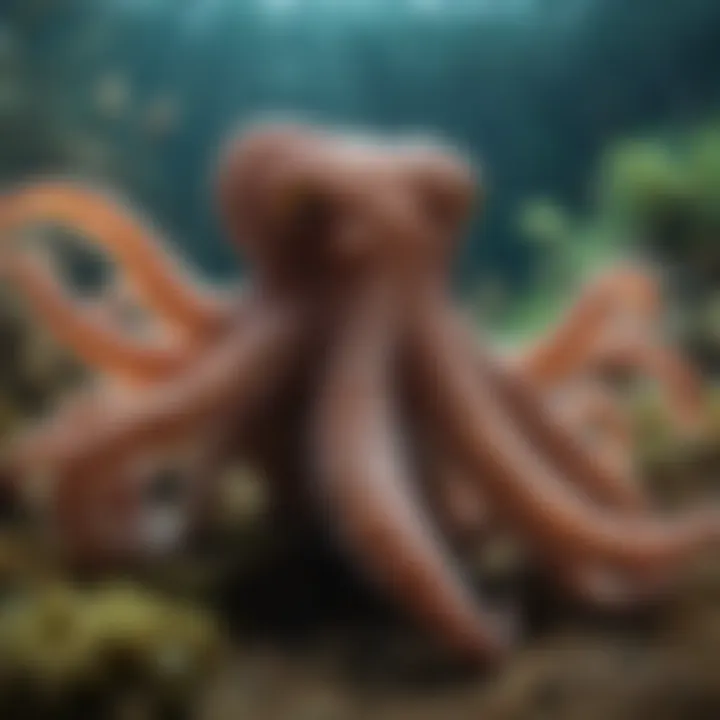 An underwater scene showcasing the diverse habitats of octopuses.