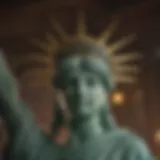 A detailed view of the Statue of Liberty's crown, symbolizing enlightenment.