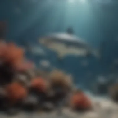 Coral Reef Sharks A vibrant coral reef teeming with various shark species