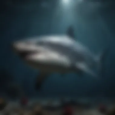 Deep sea environment with a unique shark species adapted to darkness