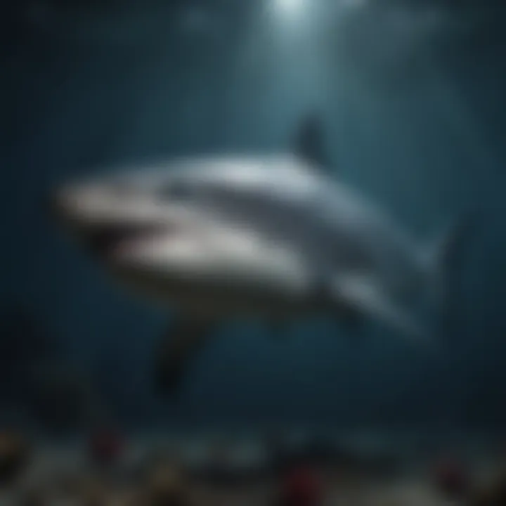 Deep sea environment with a unique shark species adapted to darkness
