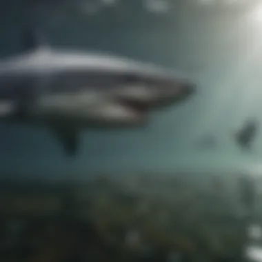 Sharks interacting with their ecosystem, illustrating their ecological roles