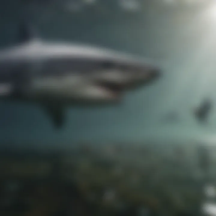 Sharks interacting with their ecosystem, illustrating their ecological roles