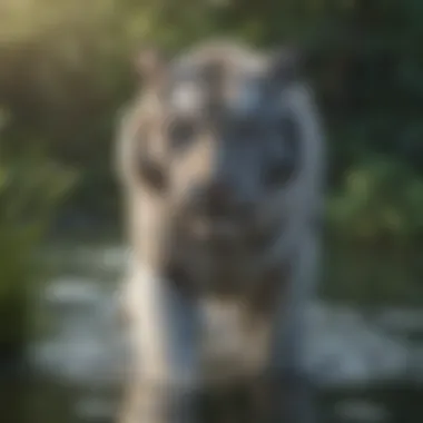 A serene water body within the territory of the White Bengal Tiger, symbolizing its ecological needs