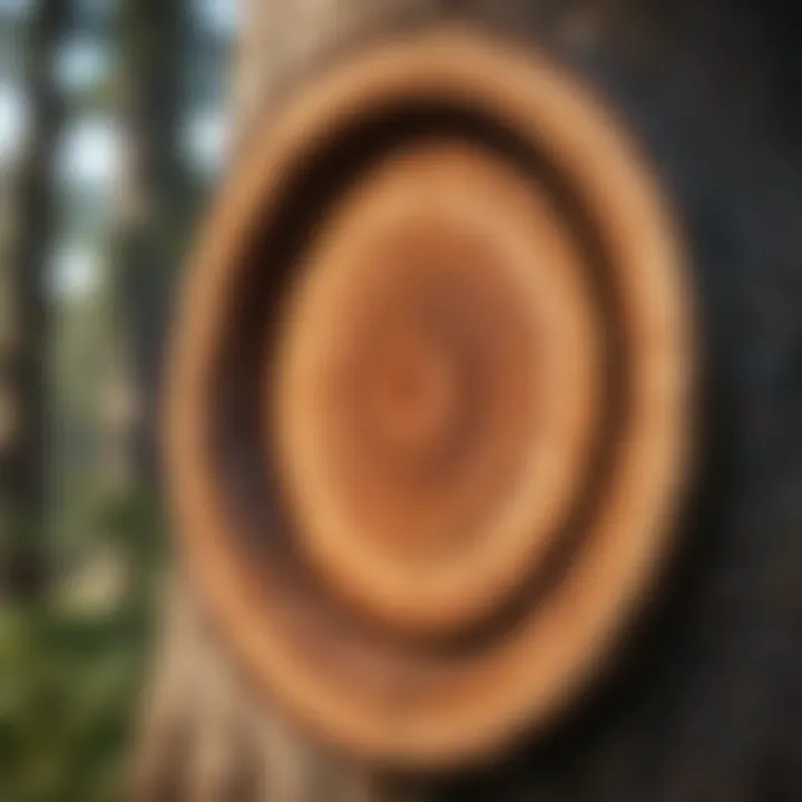 A tree ring illustrating historical climate variations