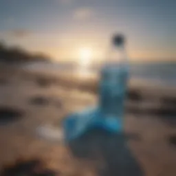 A pristine ocean view with floating plastic water bottles
