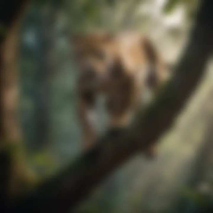 A jaguar perched on a tree branch, showcasing its agility.