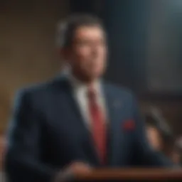 Ronald Reagan giving a speech in front of an audience.