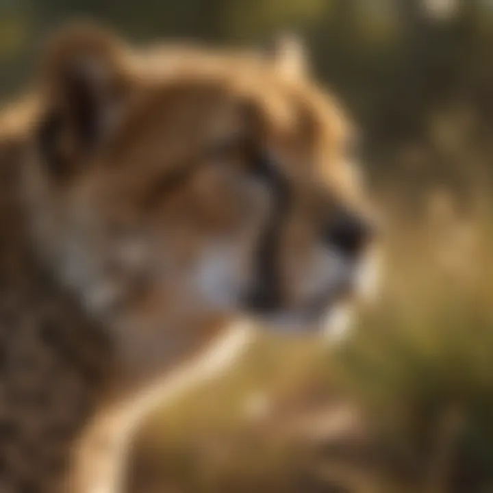 Adult cheetah hunting in the wild