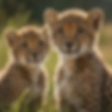 Cheetah cubs playing in the grass