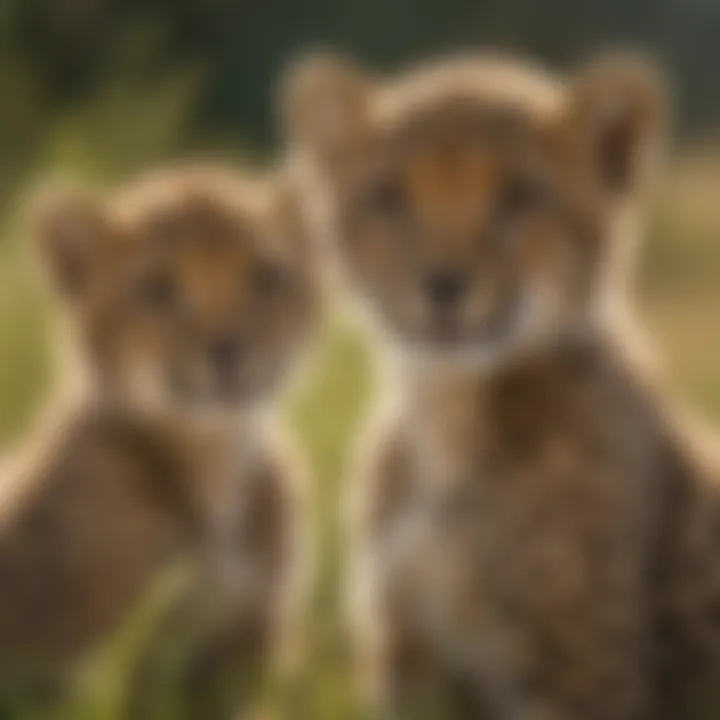 Cheetah cubs playing in the grass