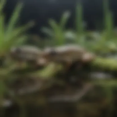 Tadpoles swimming in a pond