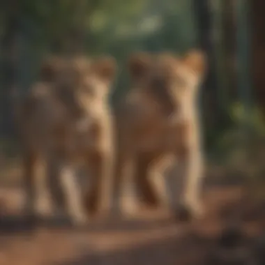 Cubs learning to hunt together in their natural environment