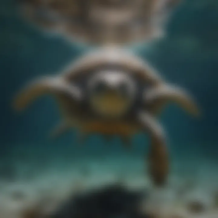 An endangered turtle species swimming gracefully in clear waters